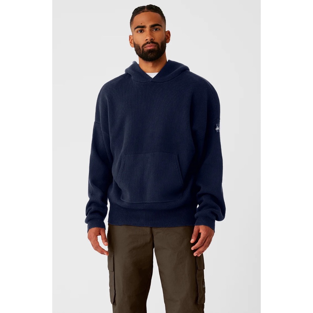 Alo Yoga Scholar Hooded Sweater Navy Small - Picture 11 of 15